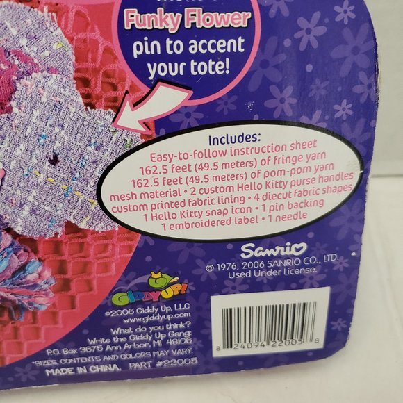 New Sealed HELLO KITTY Learn Knit Crochet Craft Yarn Bag Pink Purple Sanrio - Picture 14 of 15